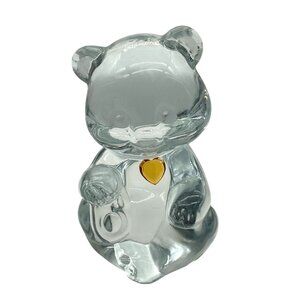 Fenton Art Glass Crystal November Birthstone Bear with Topaz Heart Stamped